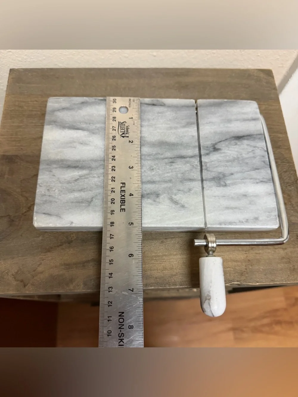 Marble Cheese Slicer with White Marble Handle
